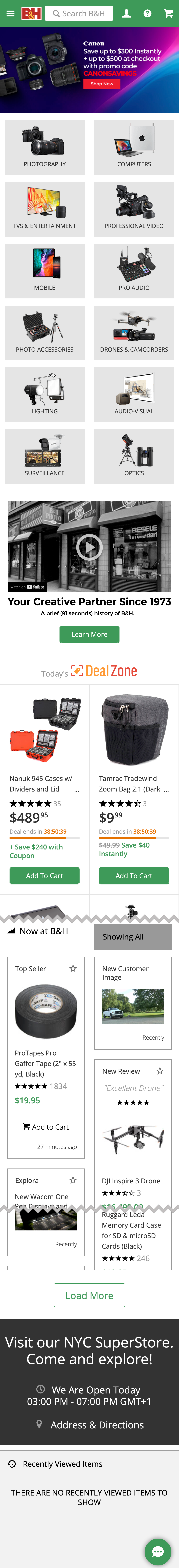 Mobile screenshot of B&H Photo