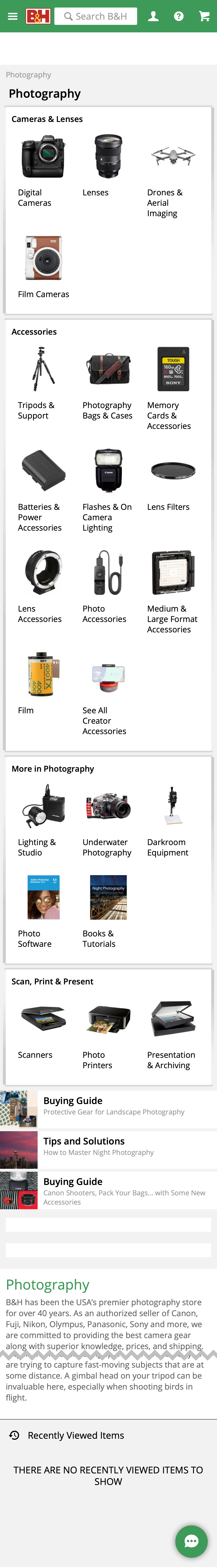 Mobile screenshot of B&H Photo