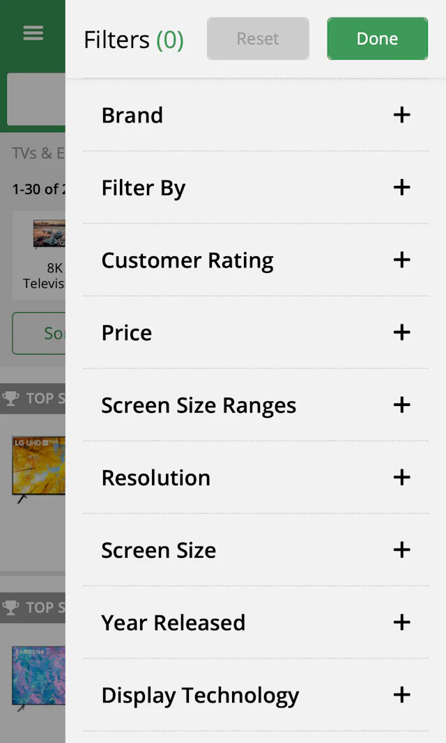 439 Mobile ‘Filtering Options’ Examples – Baymard