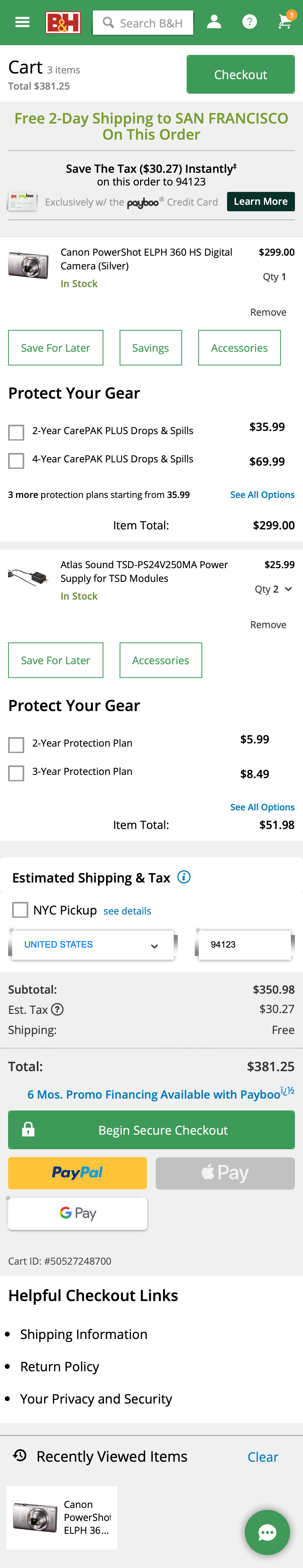 Mobile screenshot of B&H Photo