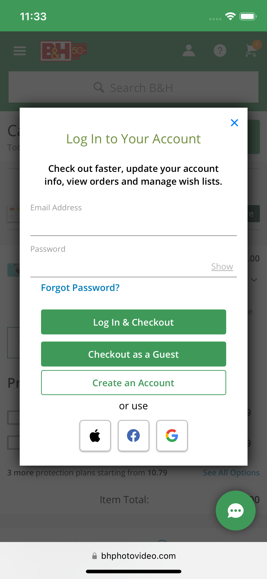 Mobile screenshot of B&H Photo