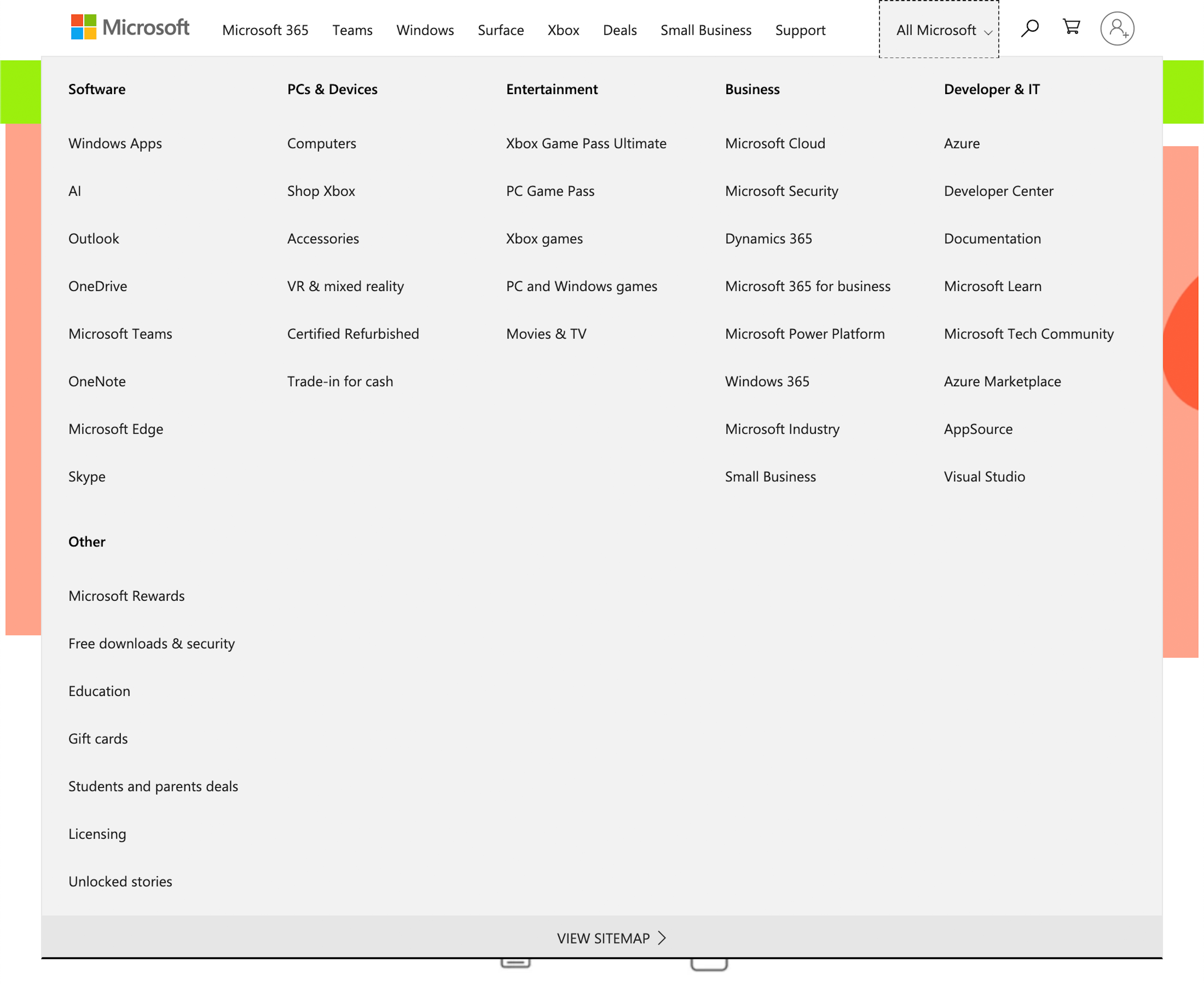 Desktop screenshot of Microsoft