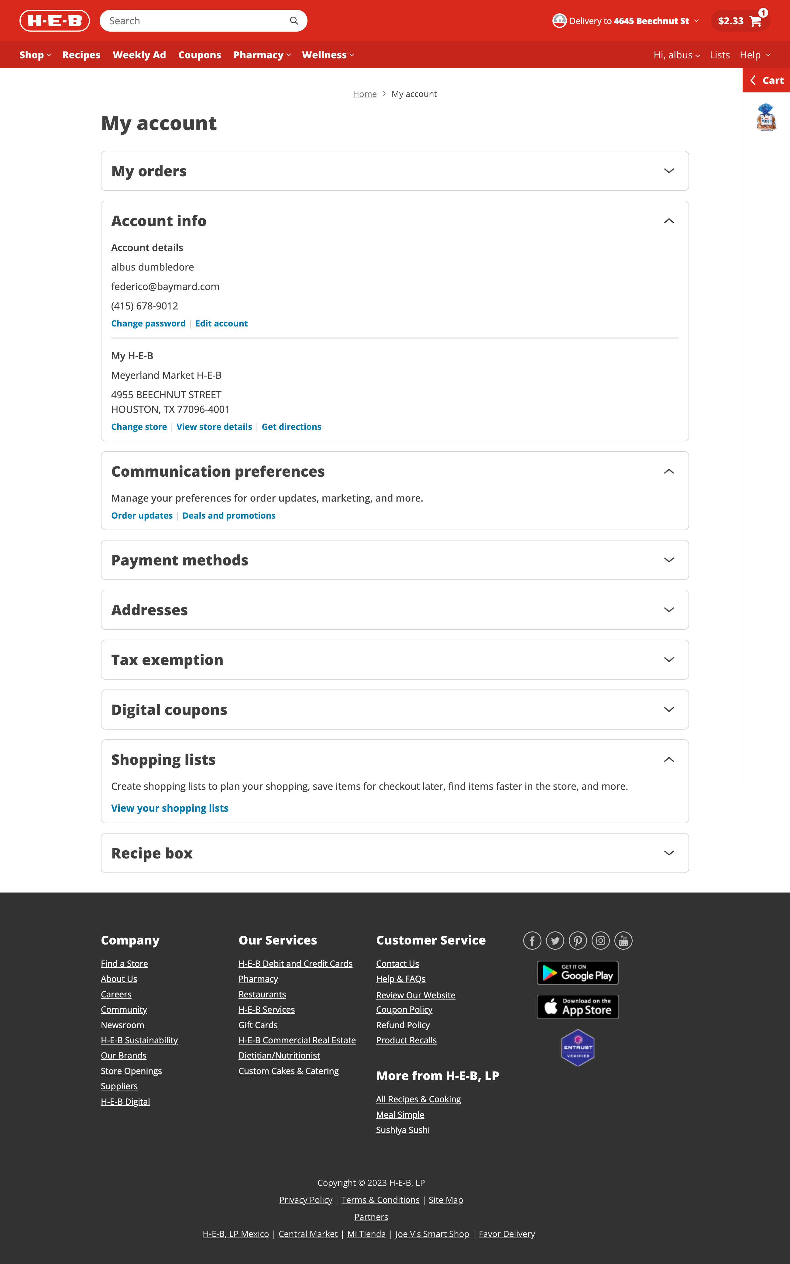 HEB’s Account Dashboard – 212 Of 517 Account Dashboard Examples ...