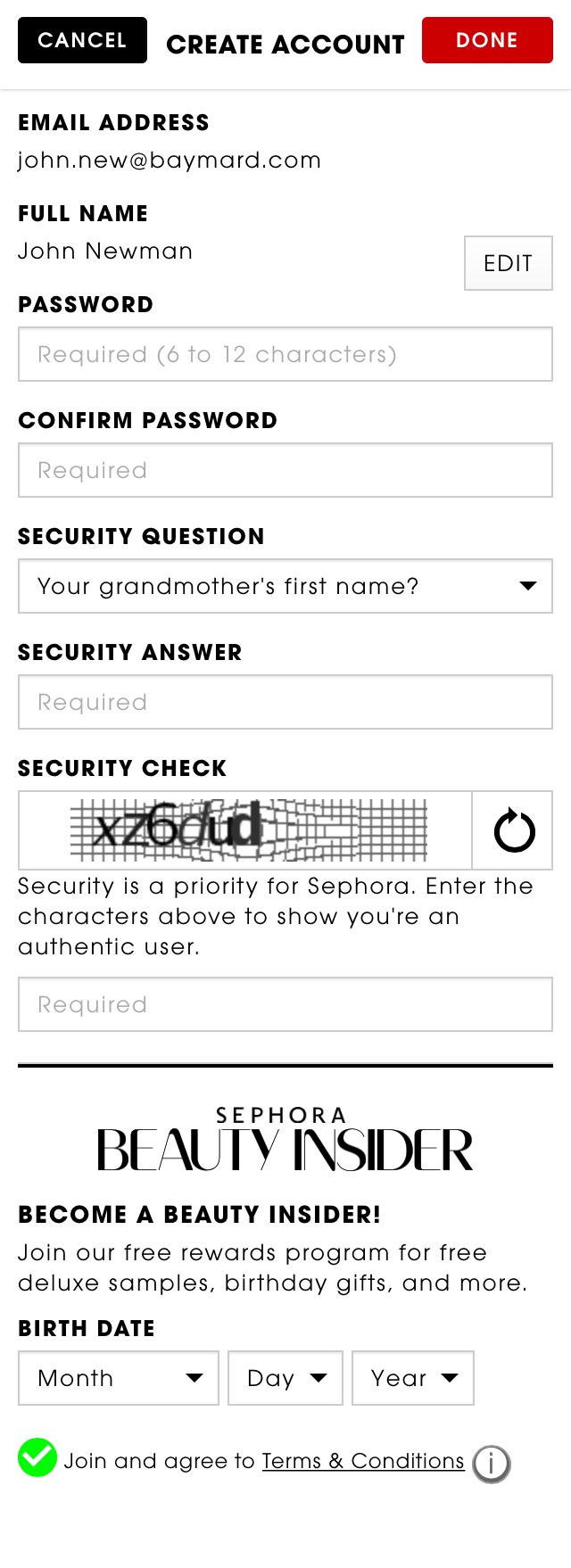 Sephora’s Mobile Account Selection 571 of 686 Account Selection