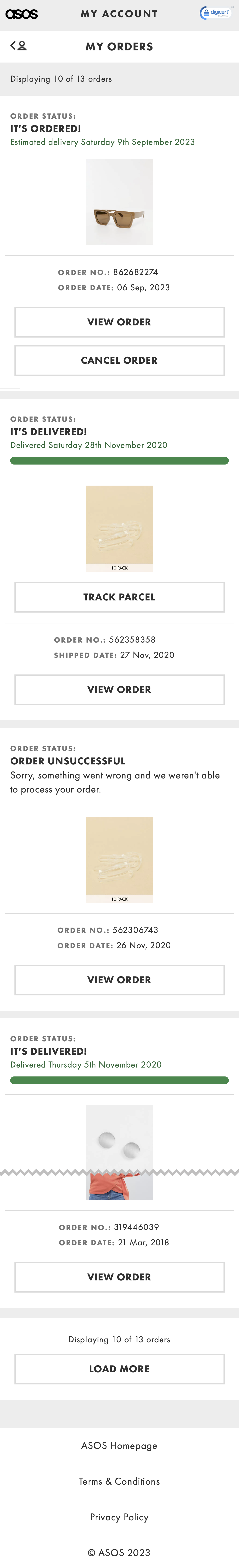 Mobile screenshot of ASOS