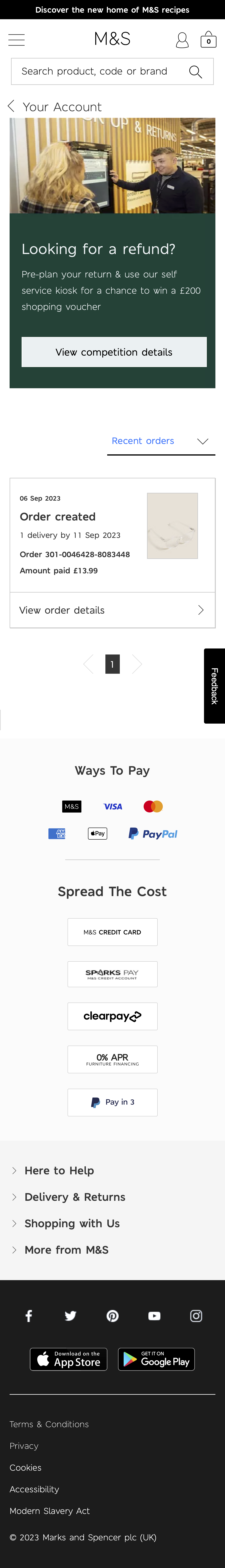 Mobile screenshot of Marks & Spencer