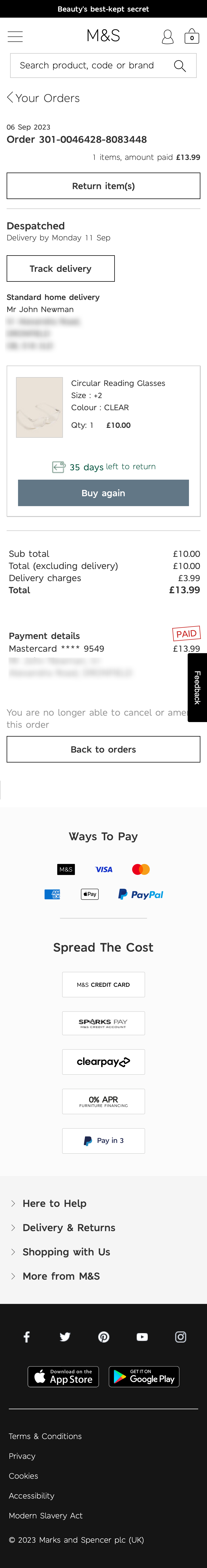 Mobile screenshot of Marks & Spencer
