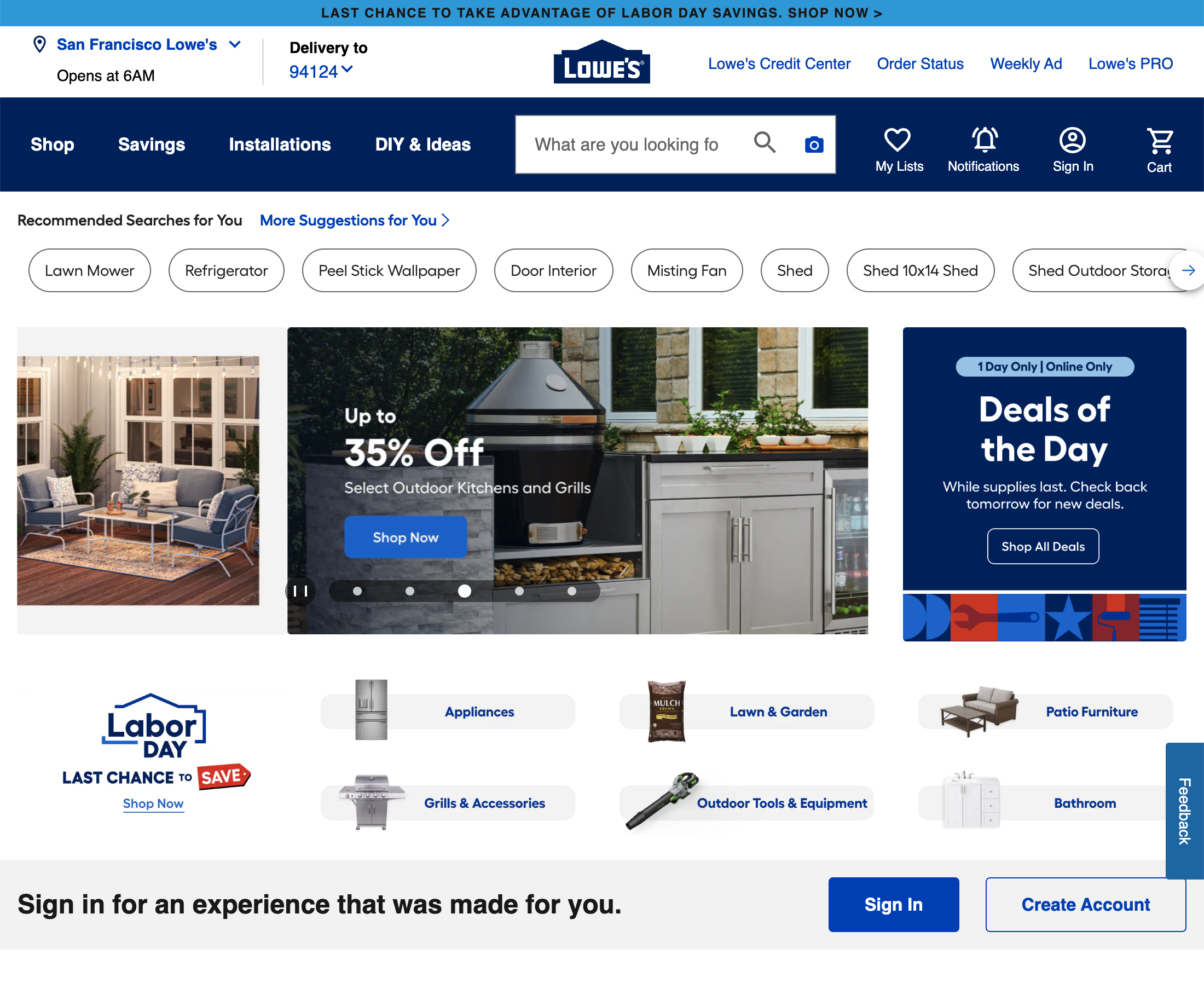 Desktop screenshot of Lowe’s