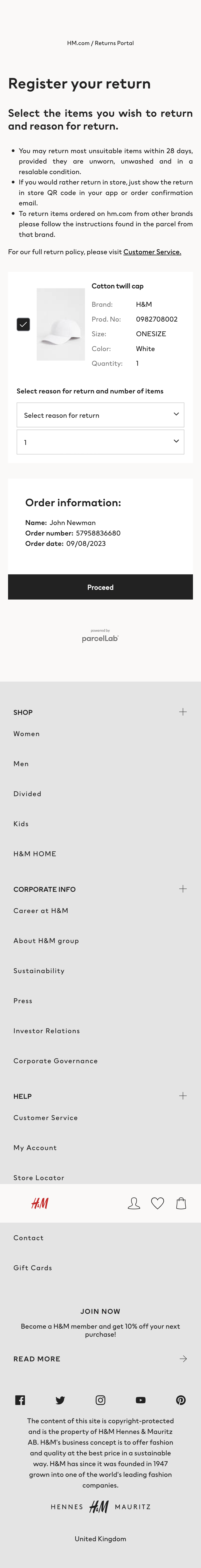 Mobile screenshot of H&M
