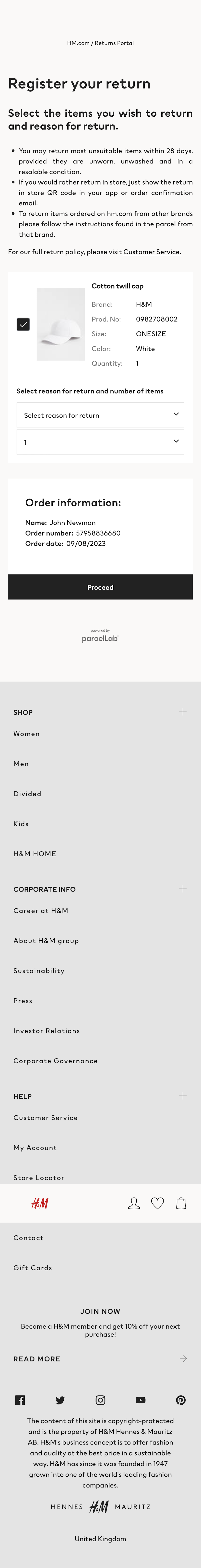 Mobile screenshot of H&M