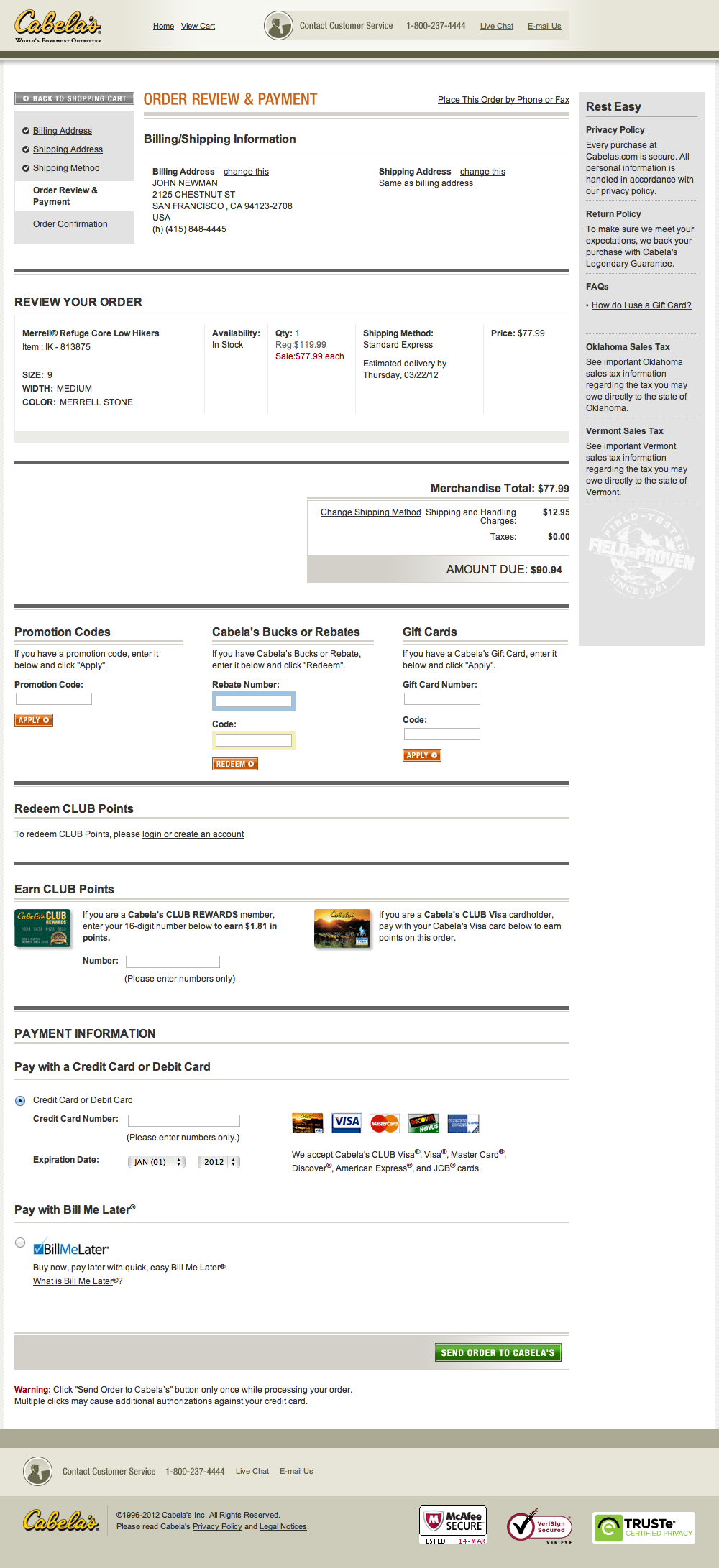 Cabela’s Review Order 312 of 402 Review Order Examples Baymard