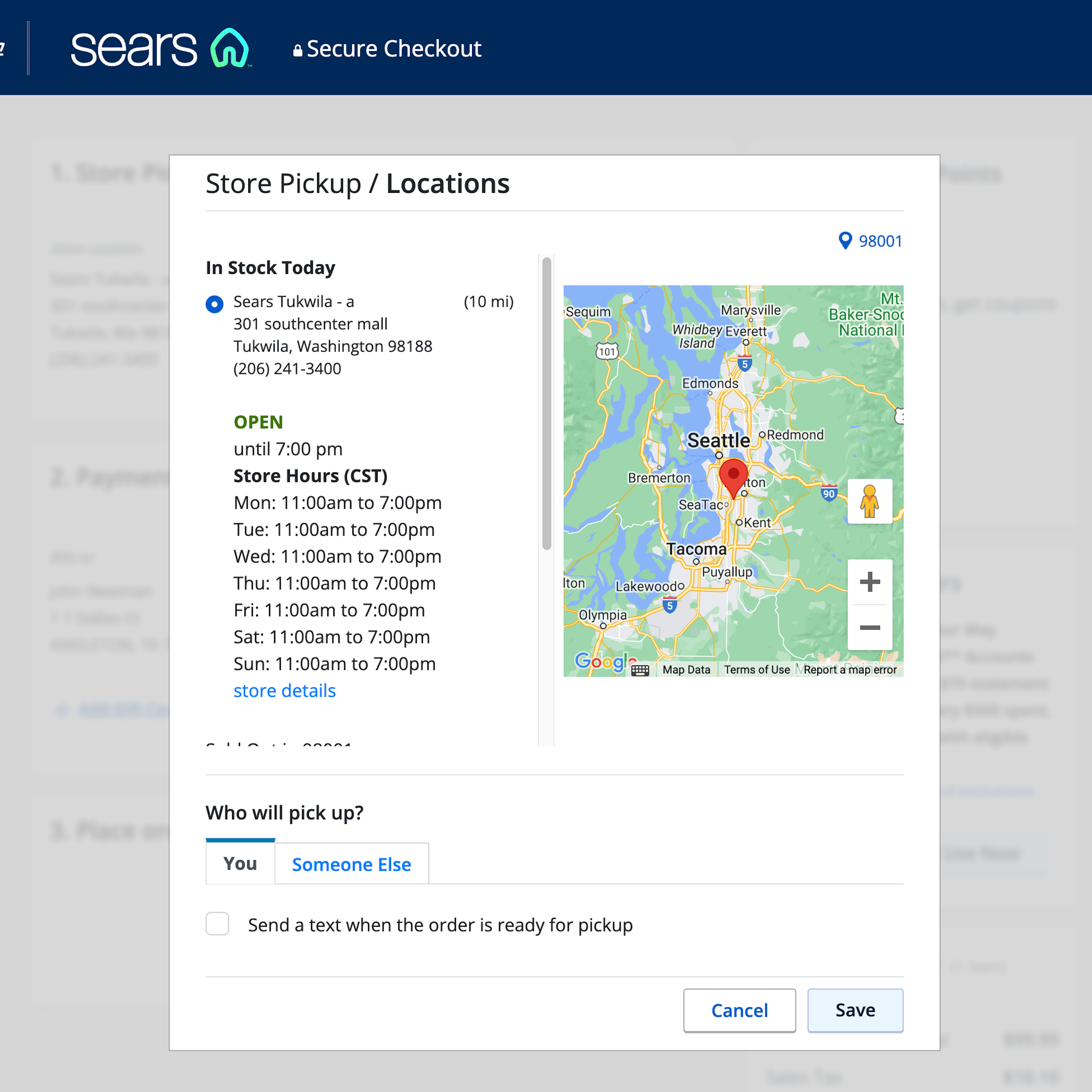 Desktop screenshot of Sears