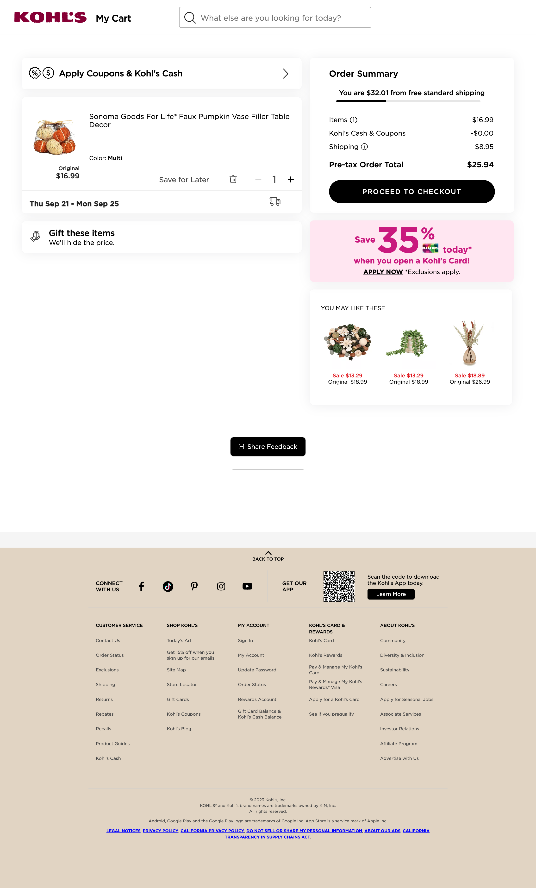 Desktop screenshot of Kohl’s