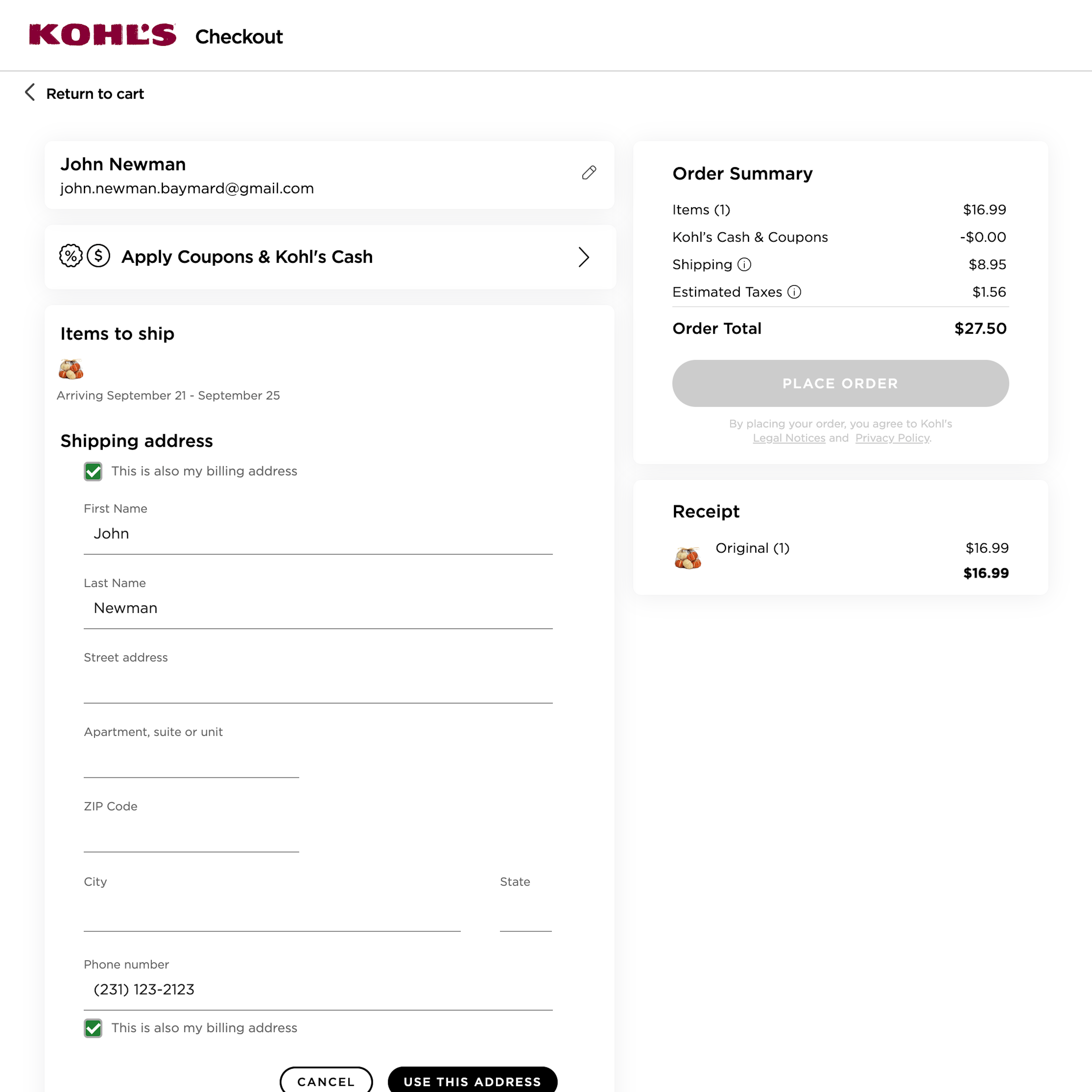 Desktop screenshot of Kohl’s