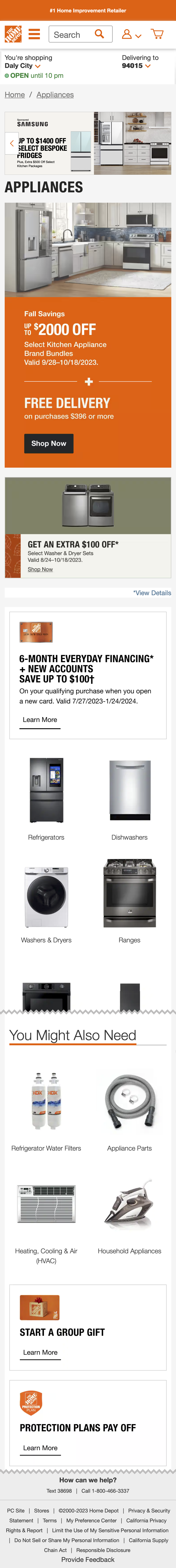 Mobile screenshot of Home Depot
