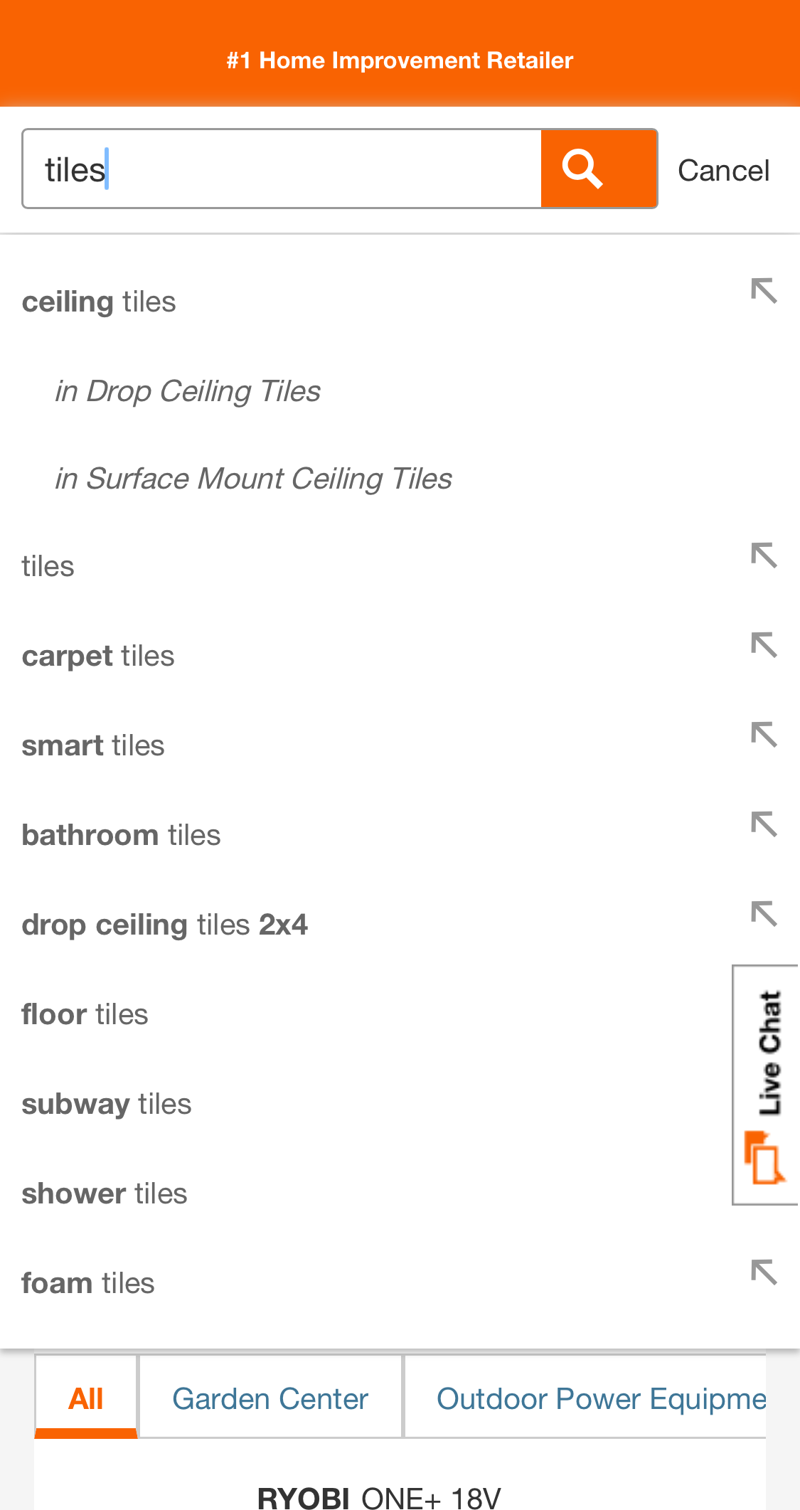 Mobile screenshot of Home Depot