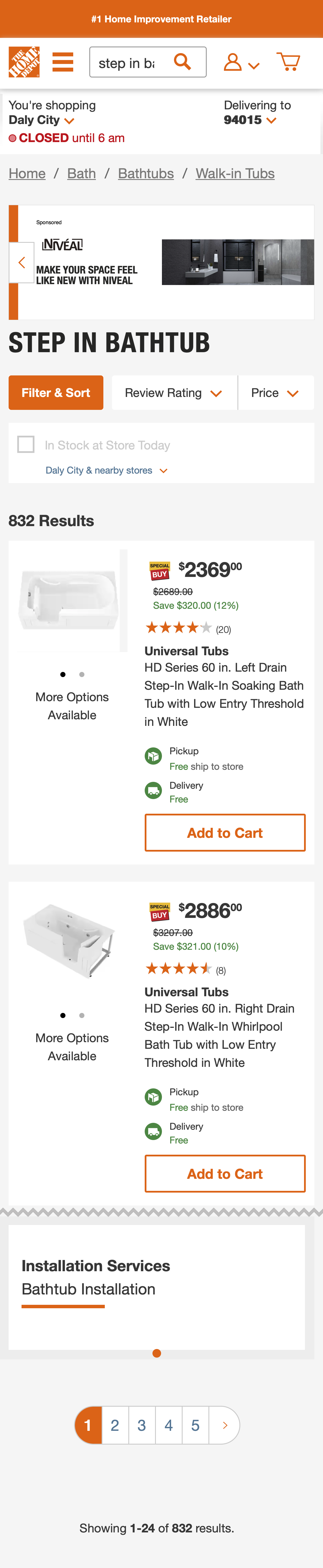 Mobile screenshot of Home Depot
