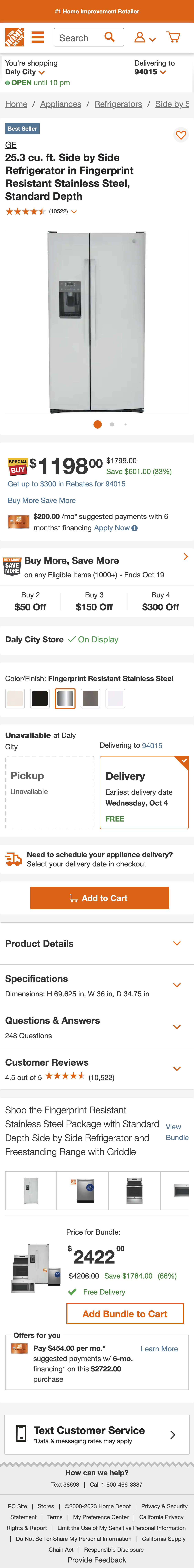 Mobile screenshot of Home Depot