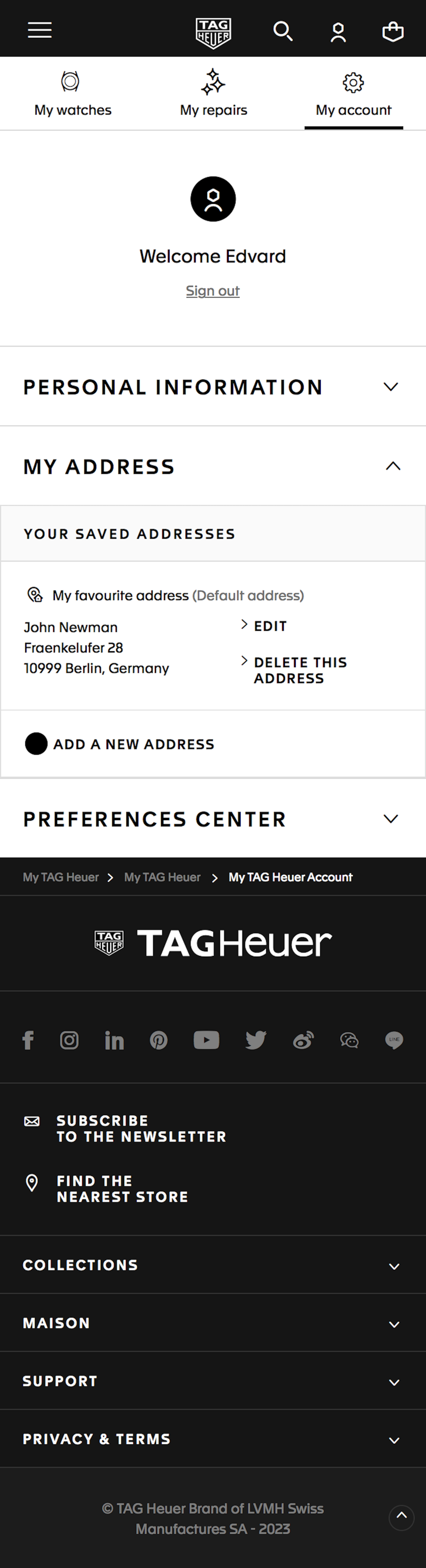 Mobile screenshot of TAG Heuer
