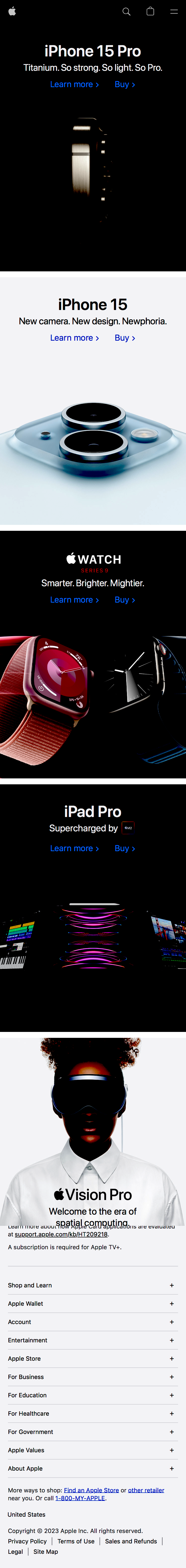Mobile screenshot of Apple