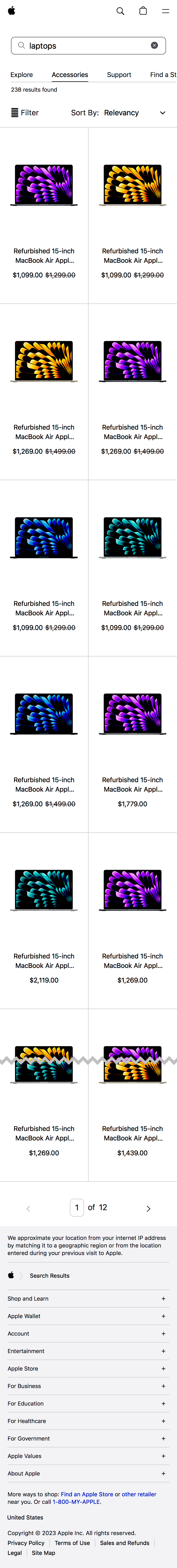 Mobile screenshot of Apple