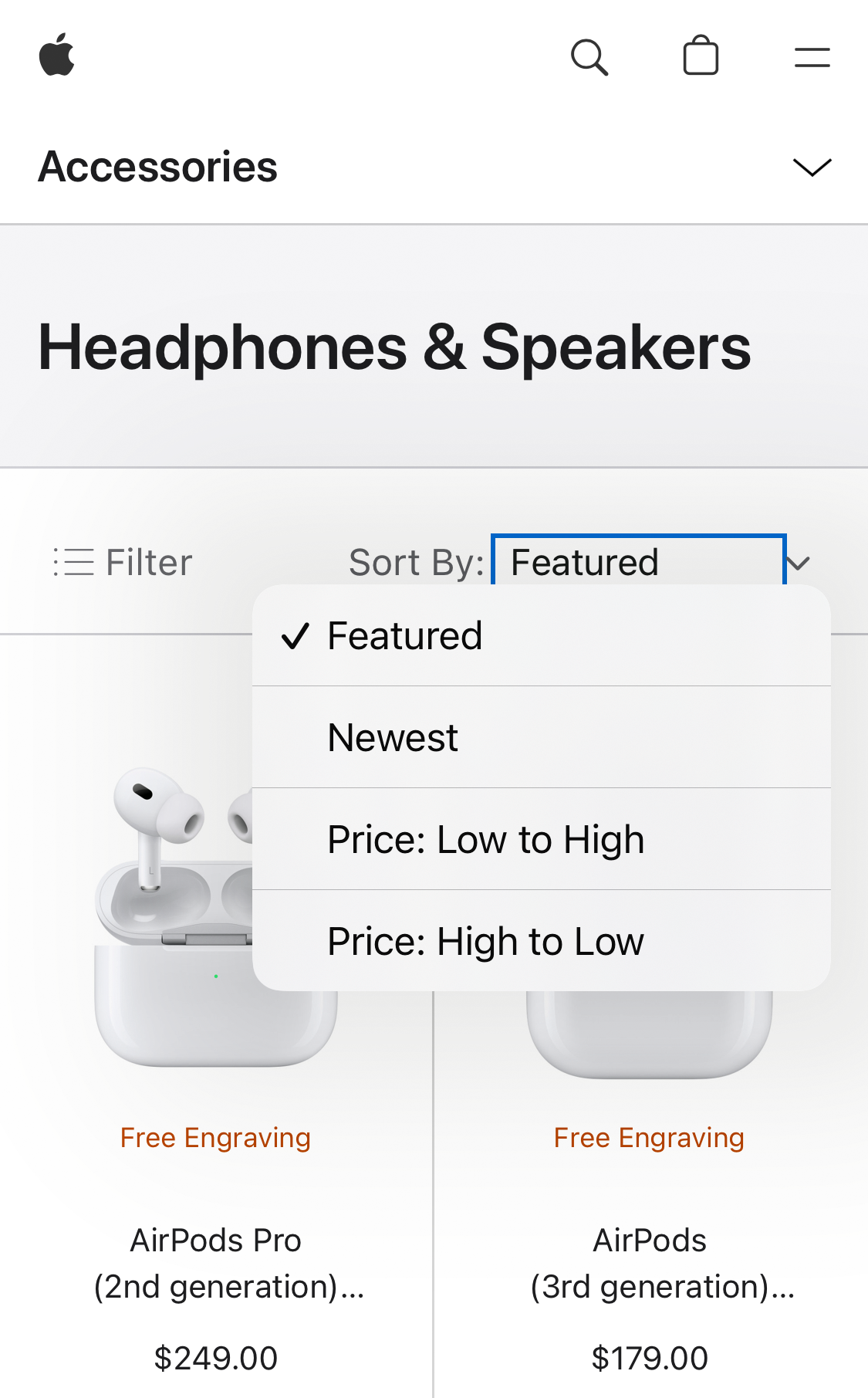 Mobile screenshot of Apple
