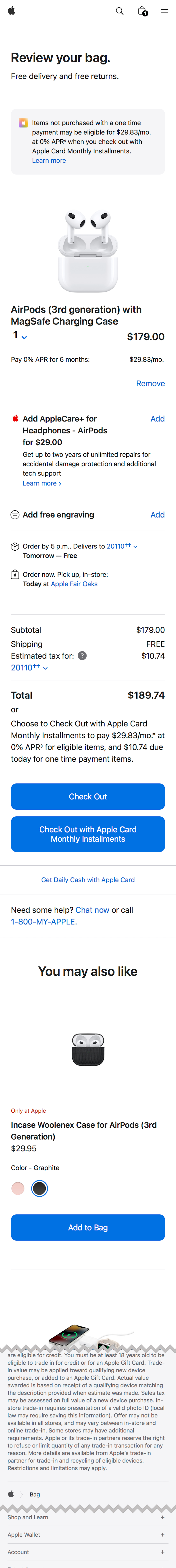 Mobile screenshot of Apple