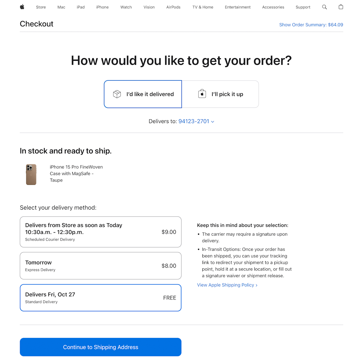 963 ‘Delivery & Shipping Methods’ Design Examples – Baymard