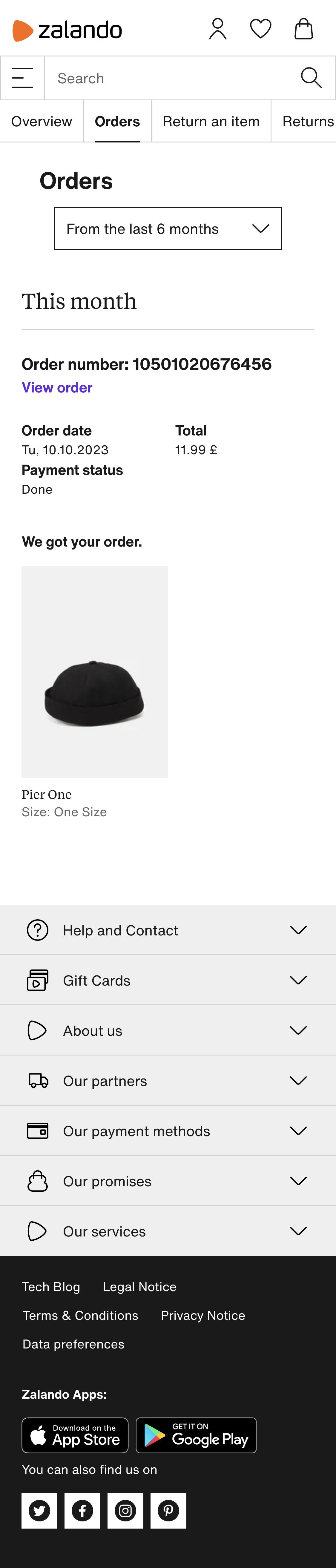 Mobile screenshot of Zalando