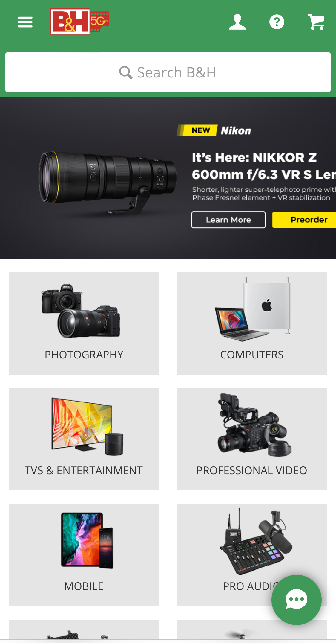 Mobile screenshot of B&H Photo