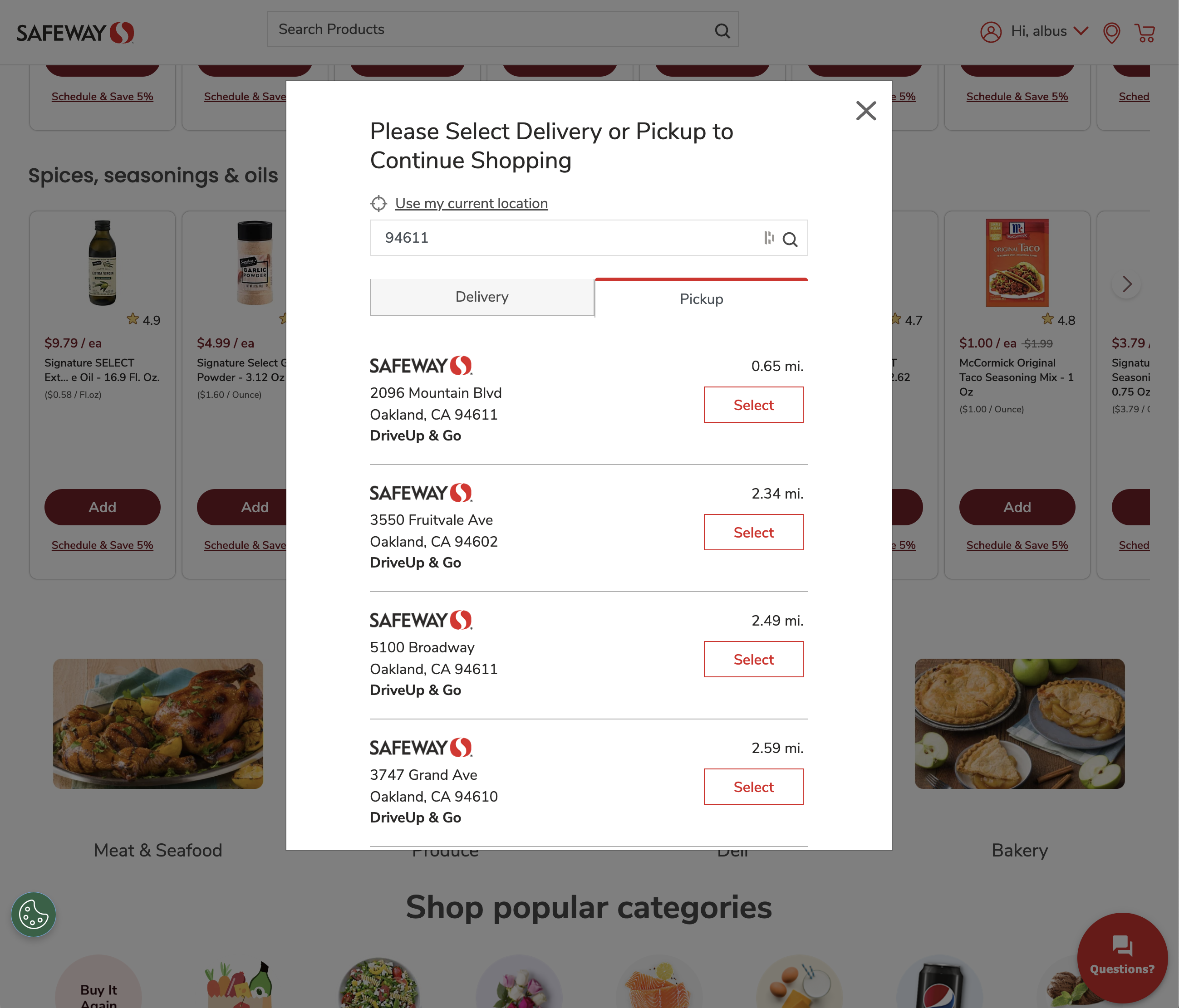 Desktop screenshot of Safeway