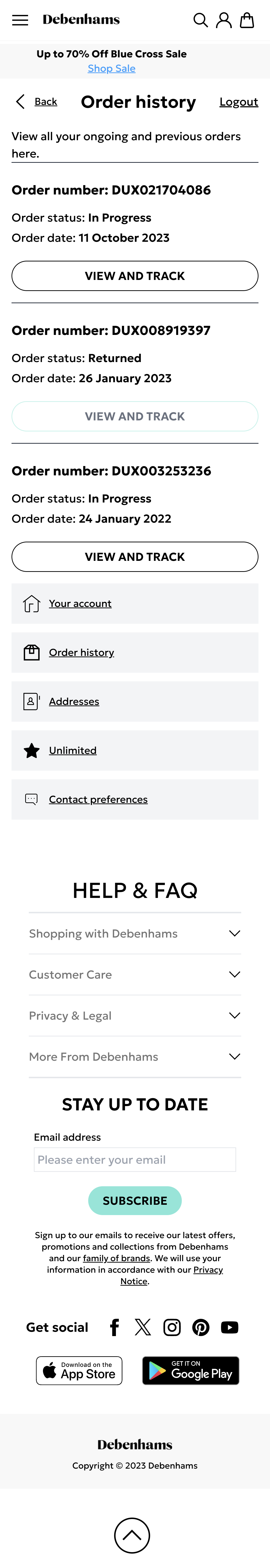 Mobile screenshot of Debenhams