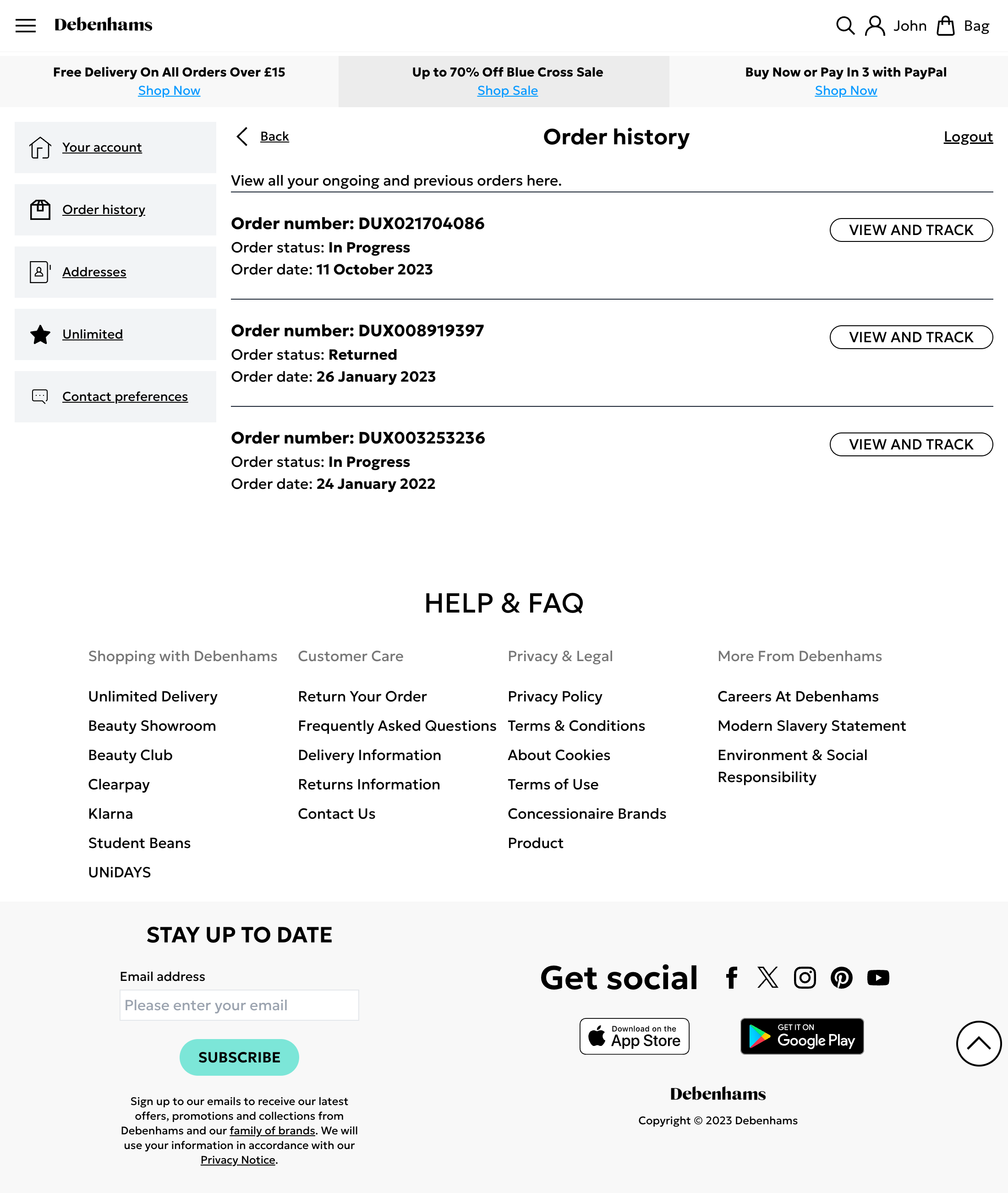 Debenhams’ Orders Overview 19 of 132 Orders Overview Examples