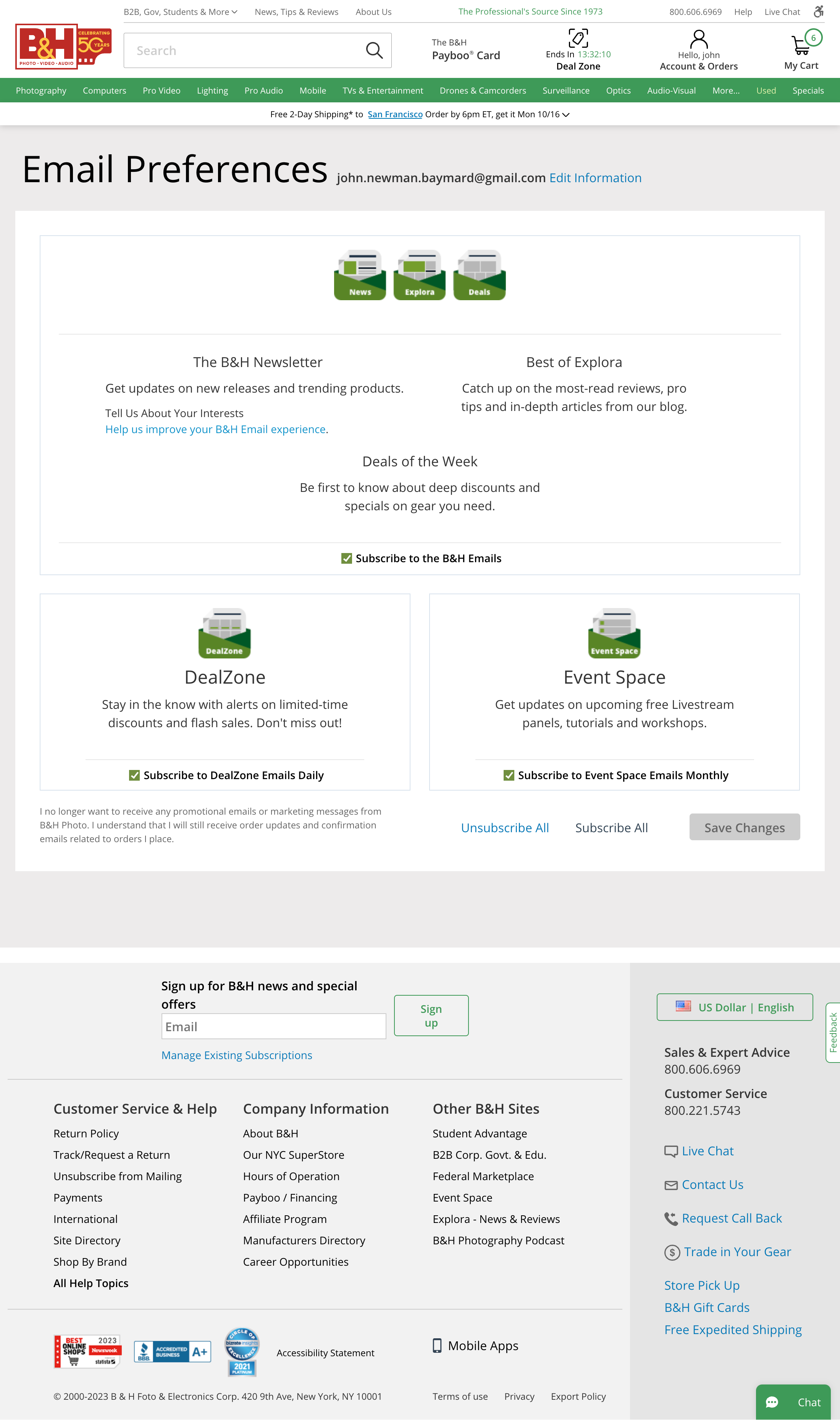 Desktop screenshot of B&amp;H Photo