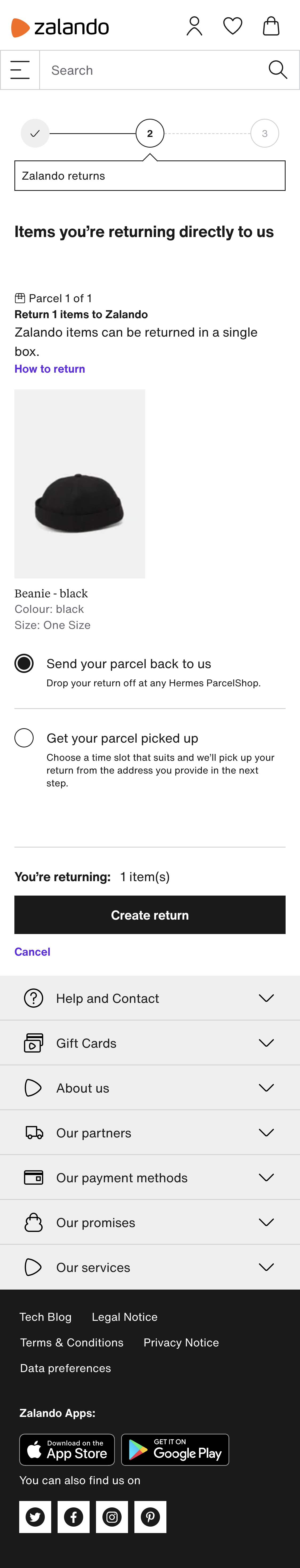 Mobile screenshot of Zalando