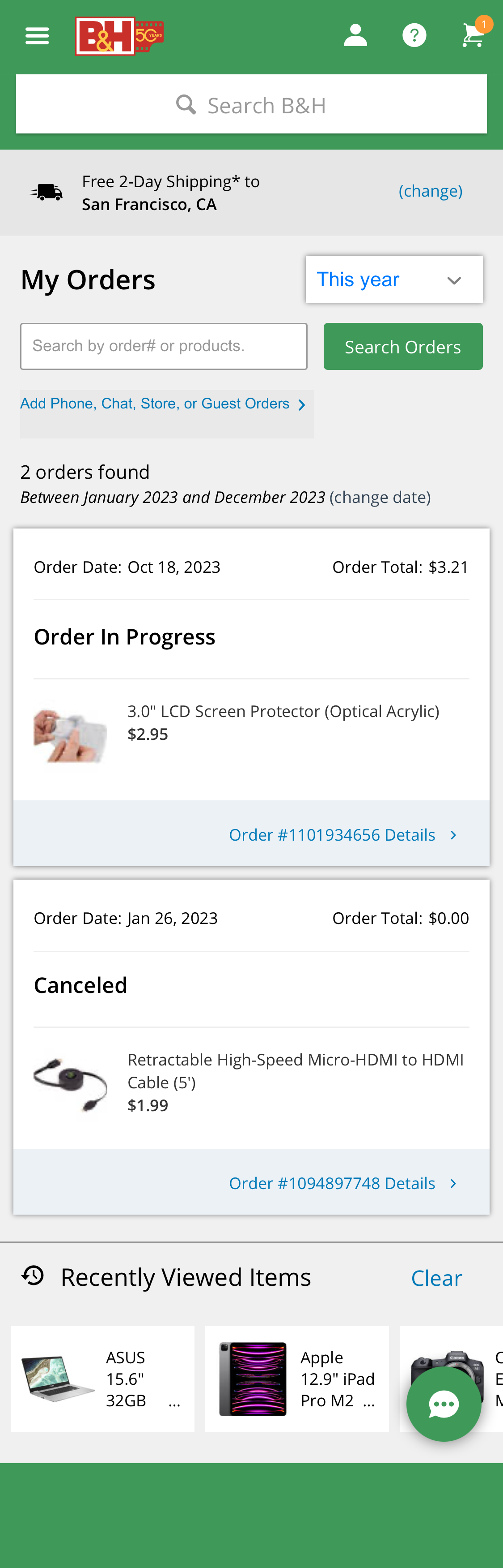 Mobile screenshot of B&H Photo