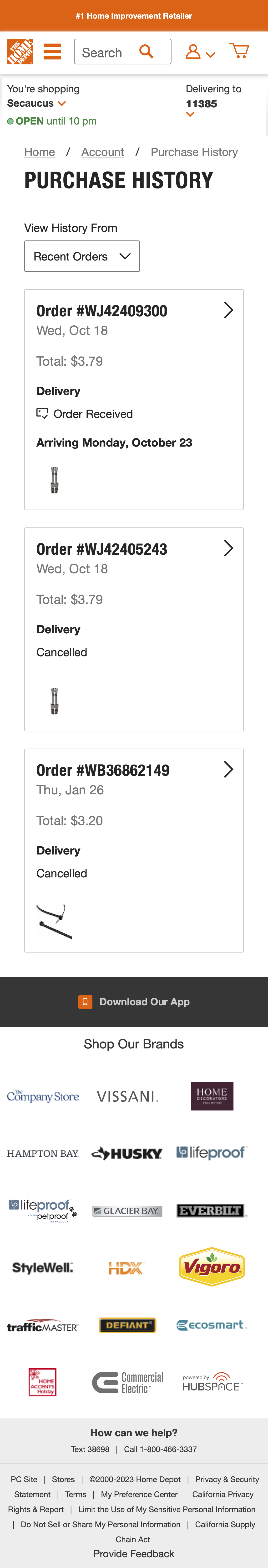 Mobile screenshot of Home Depot