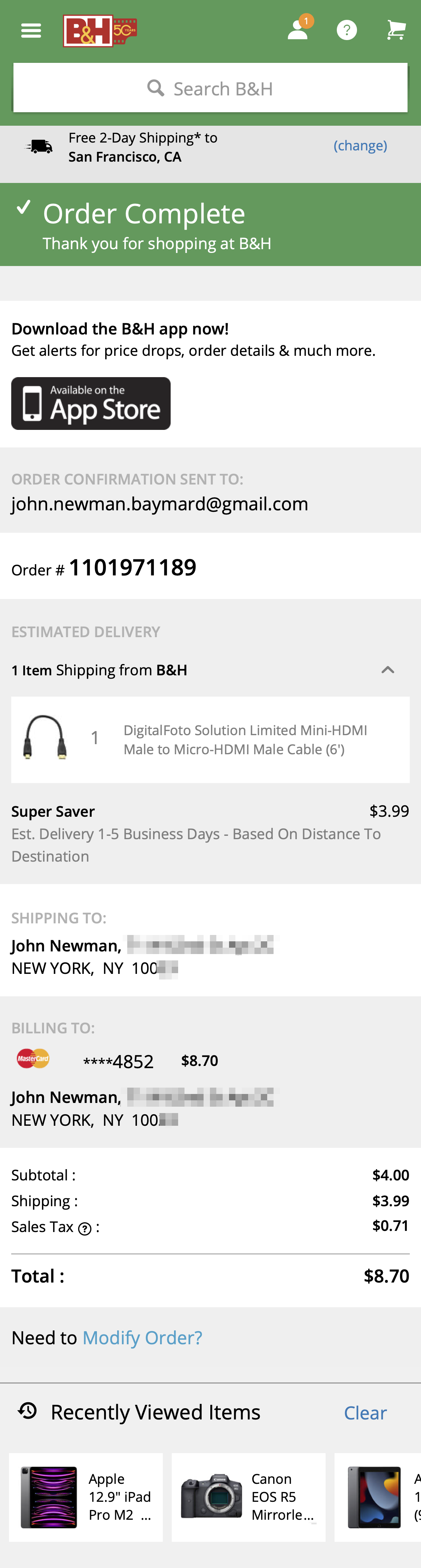 Mobile screenshot of B&H Photo