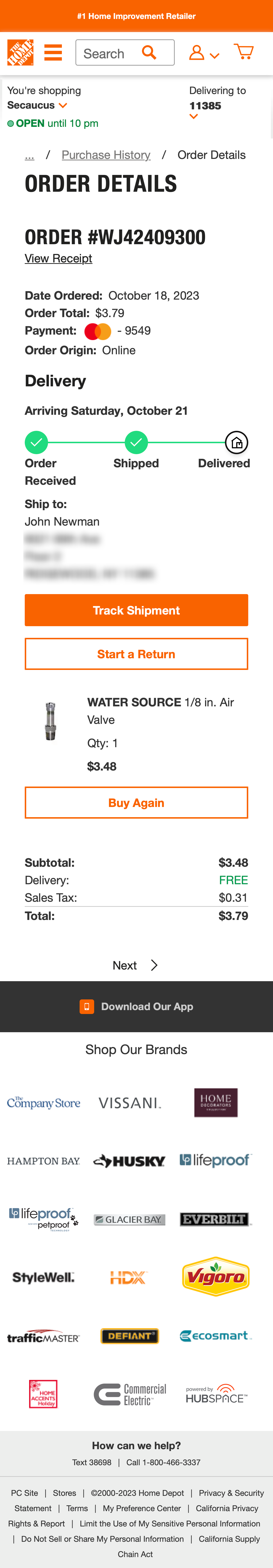 Mobile screenshot of Home Depot