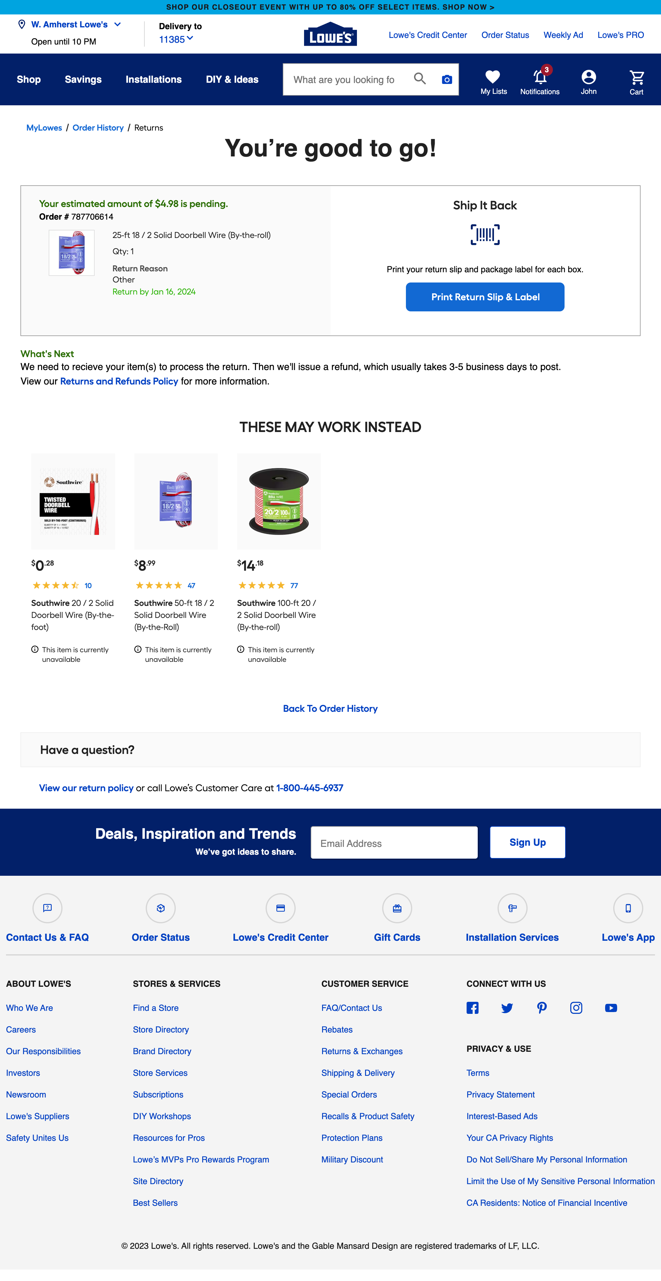 Desktop screenshot of Lowe’s