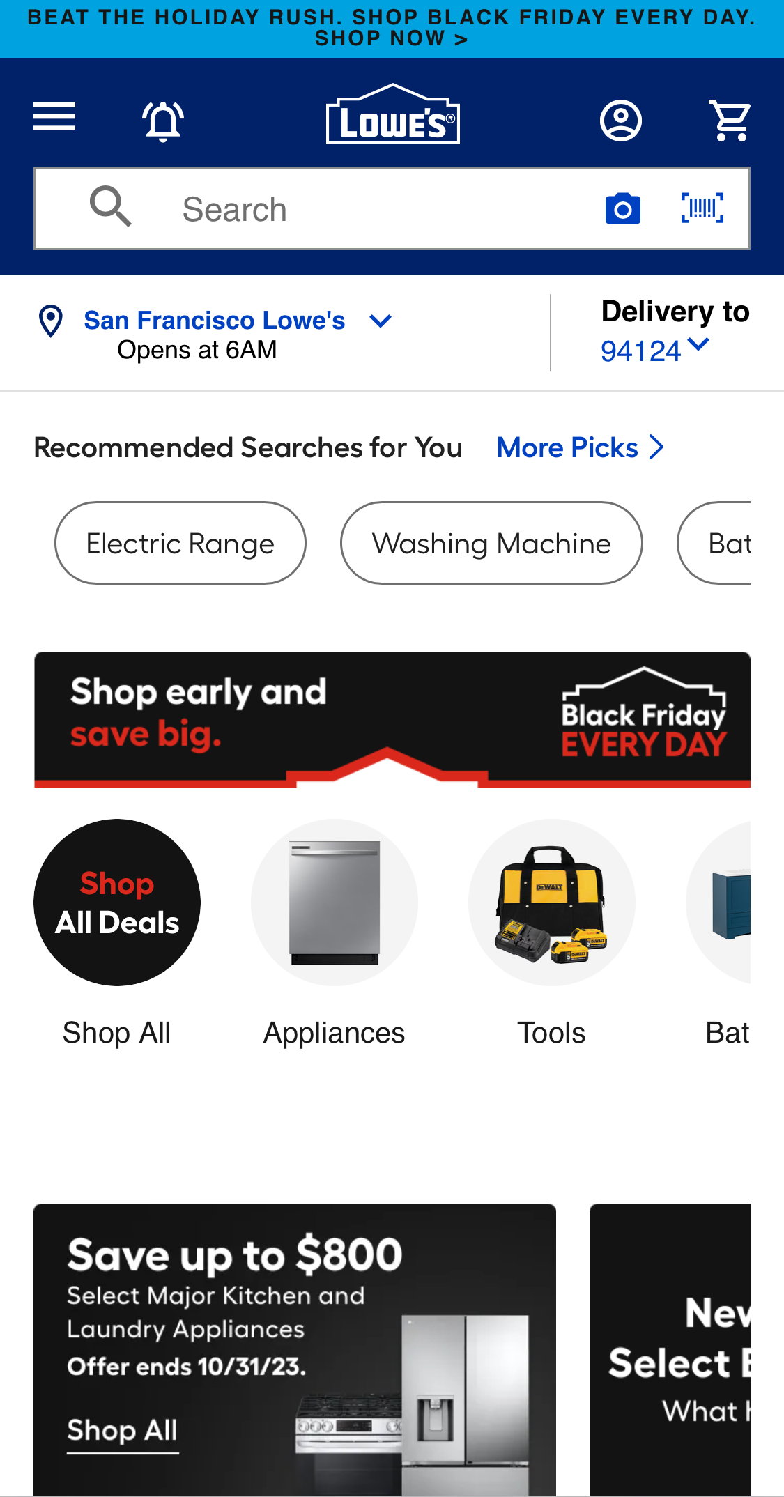 Mobile screenshot of Lowe’s