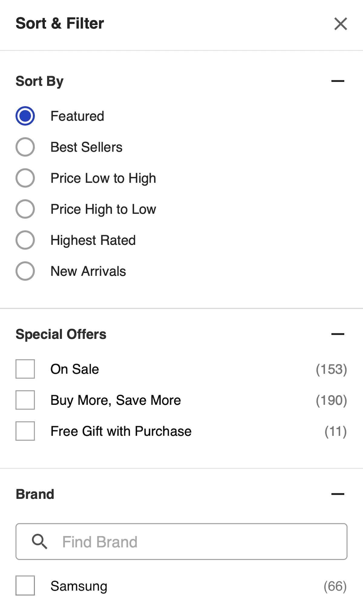 439 Mobile ‘Filtering Options’ Examples – Baymard
