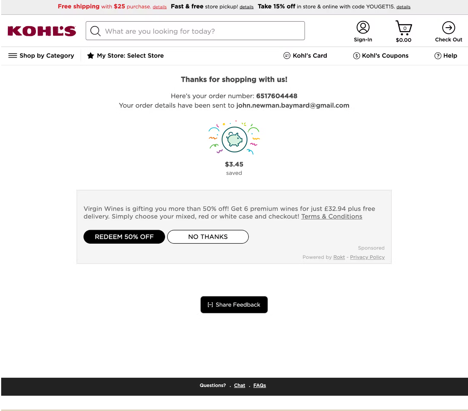 Kohl’s Receipt / Order Confirmation 41 of 577 Receipt / Order
