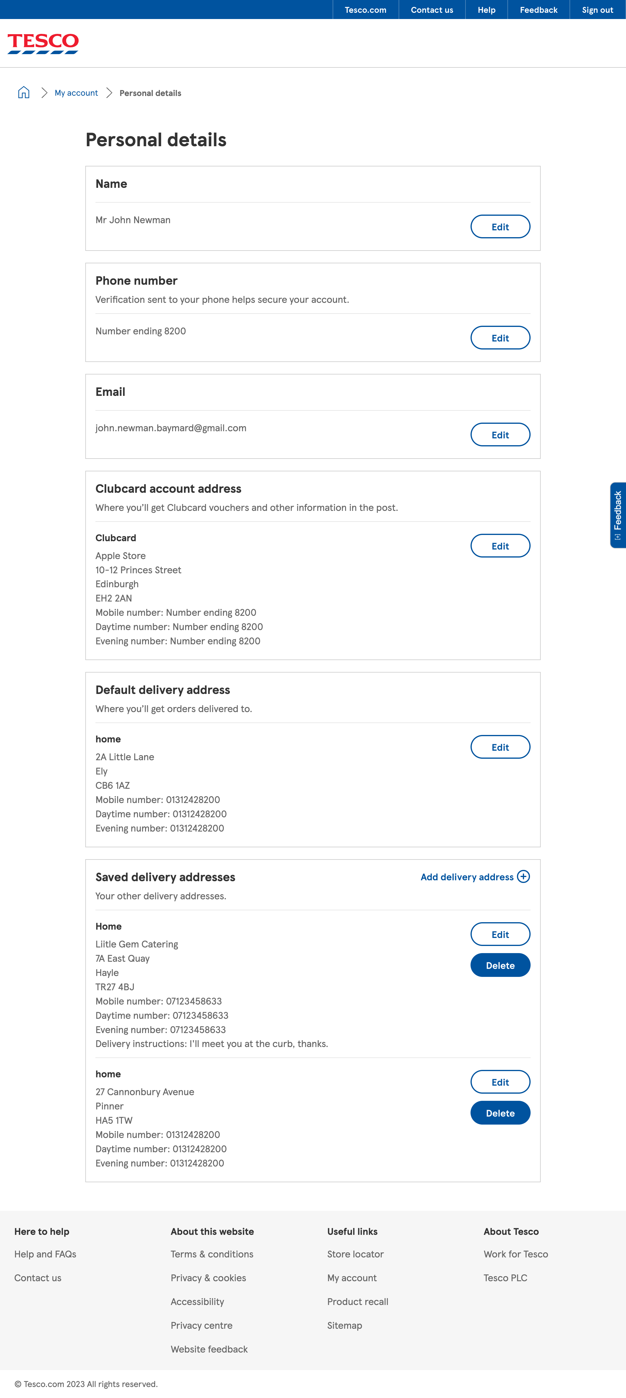 Tesco’s Address Book 88 of 428 Address Book Examples Baymard Institute