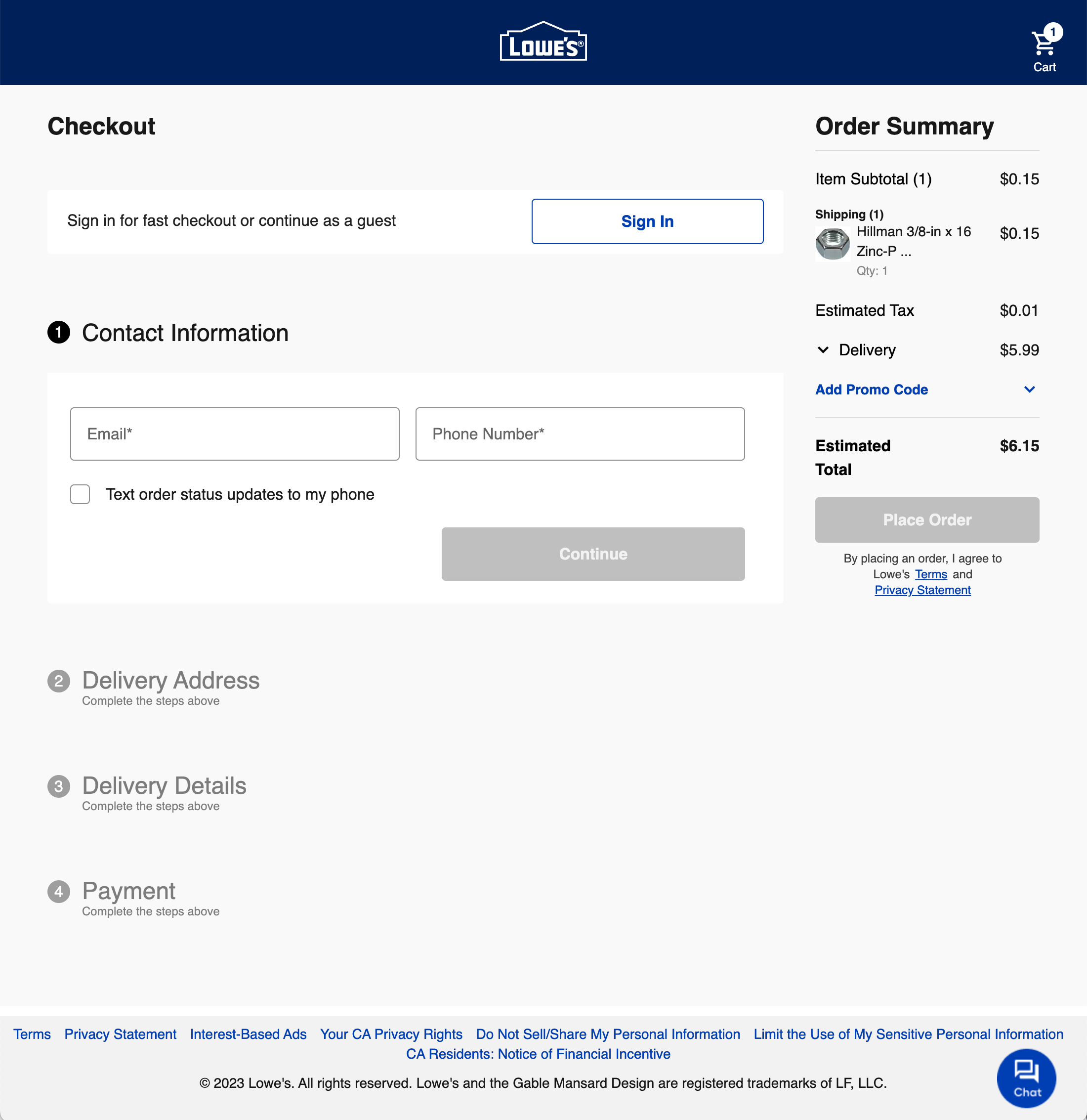 Desktop screenshot of Lowe’s