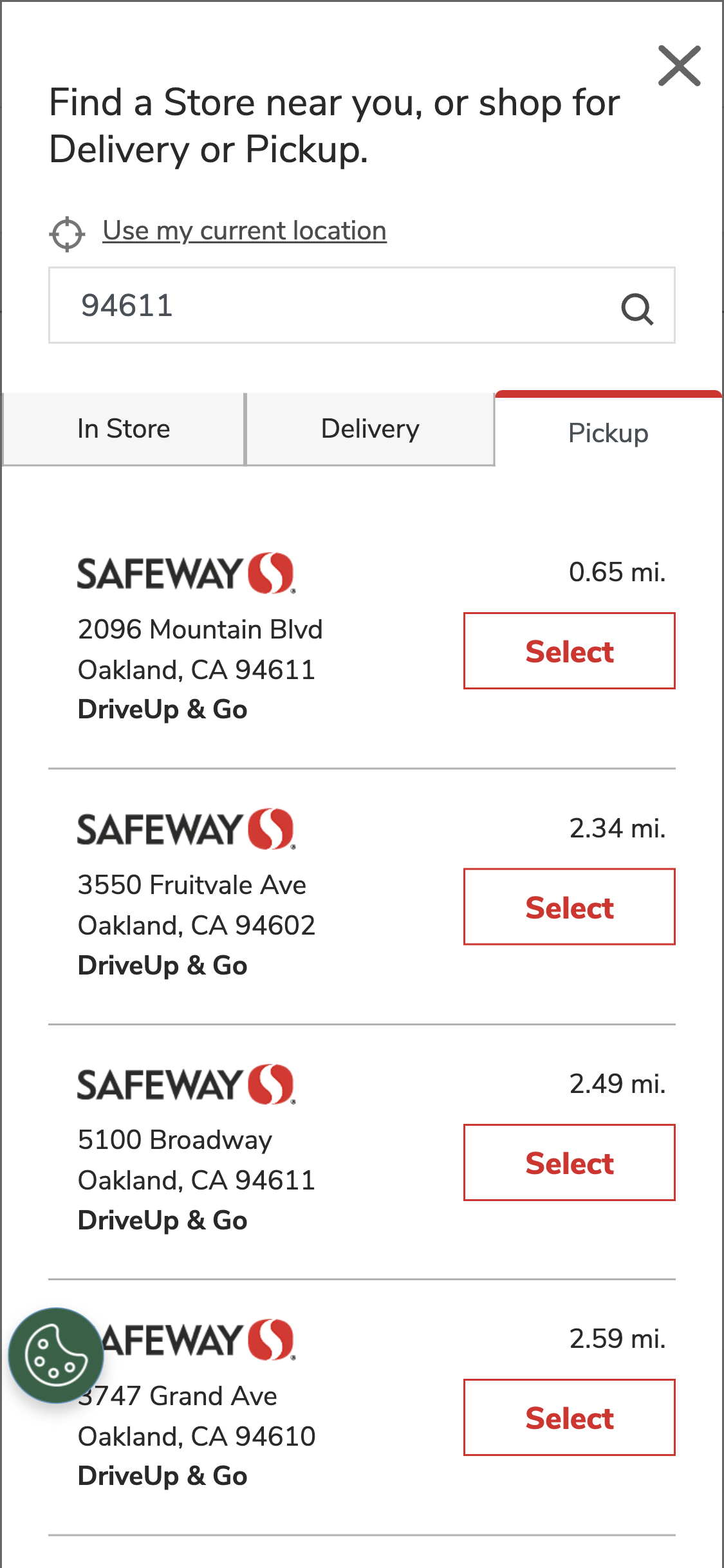 Mobile screenshot of Safeway