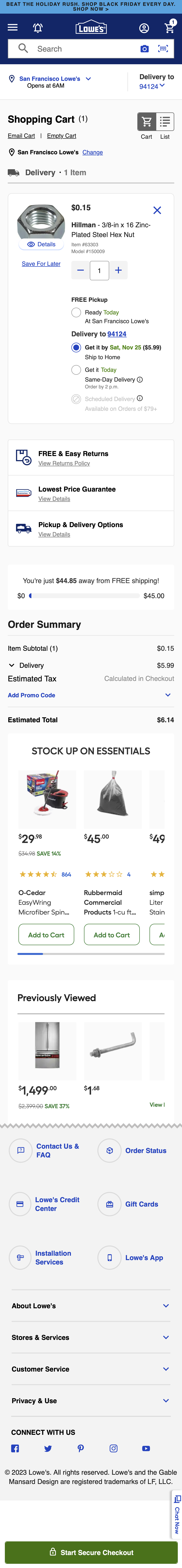 Mobile screenshot of Lowe’s