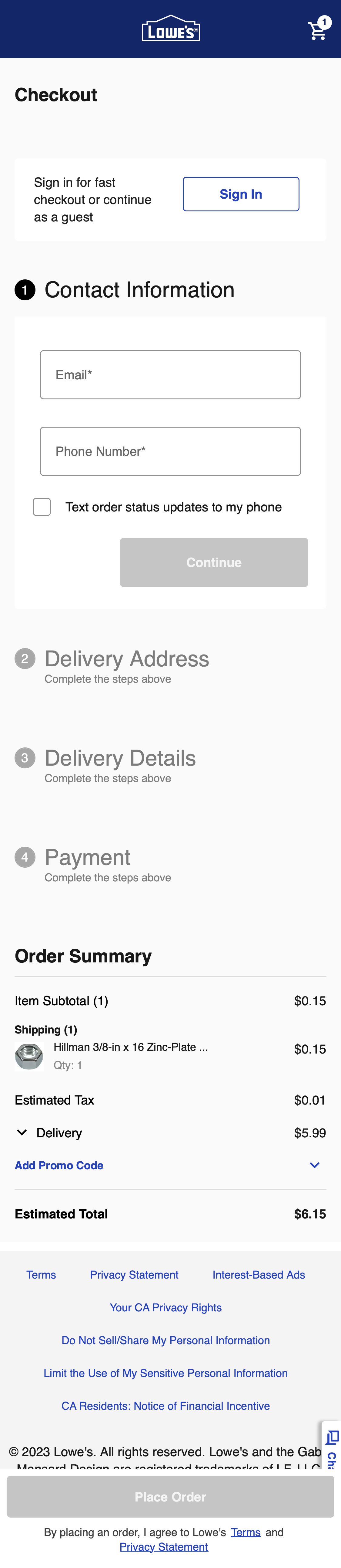 Mobile screenshot of Lowe’s