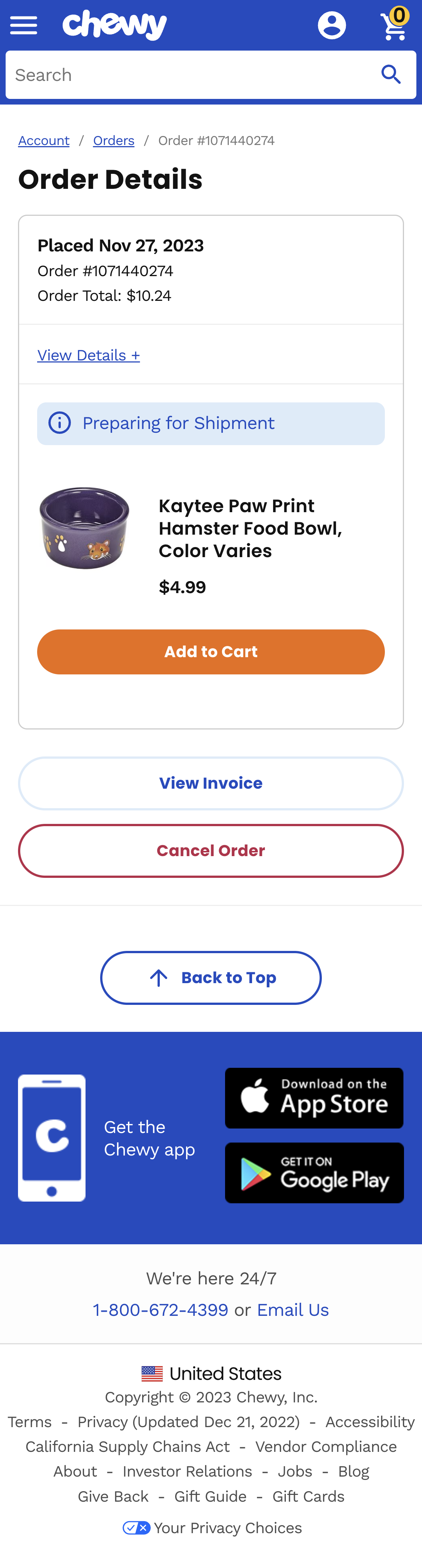 Mobile screenshot of Chewy