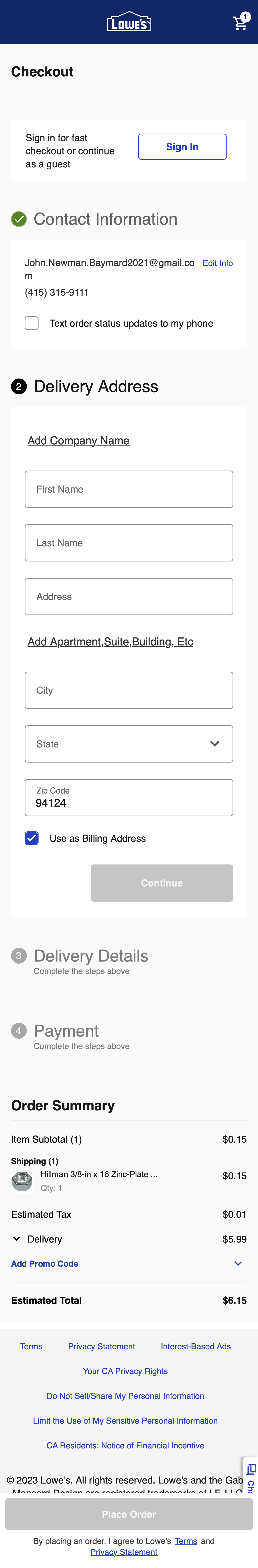 Mobile screenshot of Lowe’s